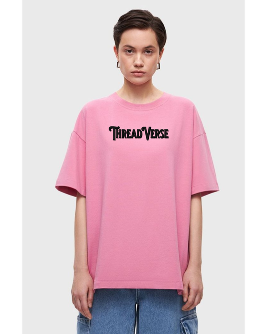 ThreadVerse | Skeleton Girl Oversized T-Shirt | Anime Streetwear | Unisex Pink Graphic Tee | DTF Printed