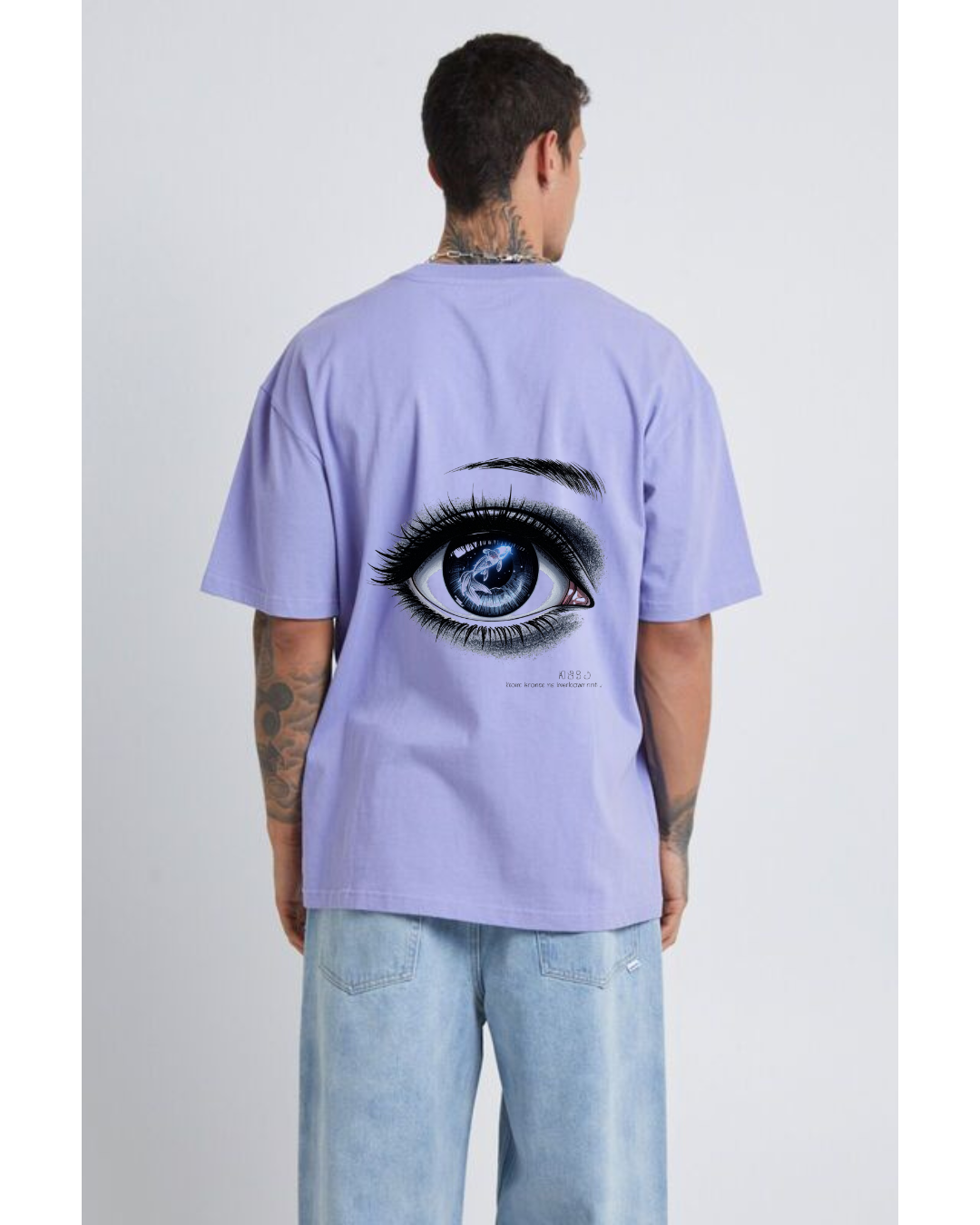 ThreadVerse | Koi Eye Oversized T-Shirt | Anime Streetwear | Unisex Lavender Graphic Tee | DTF Printed