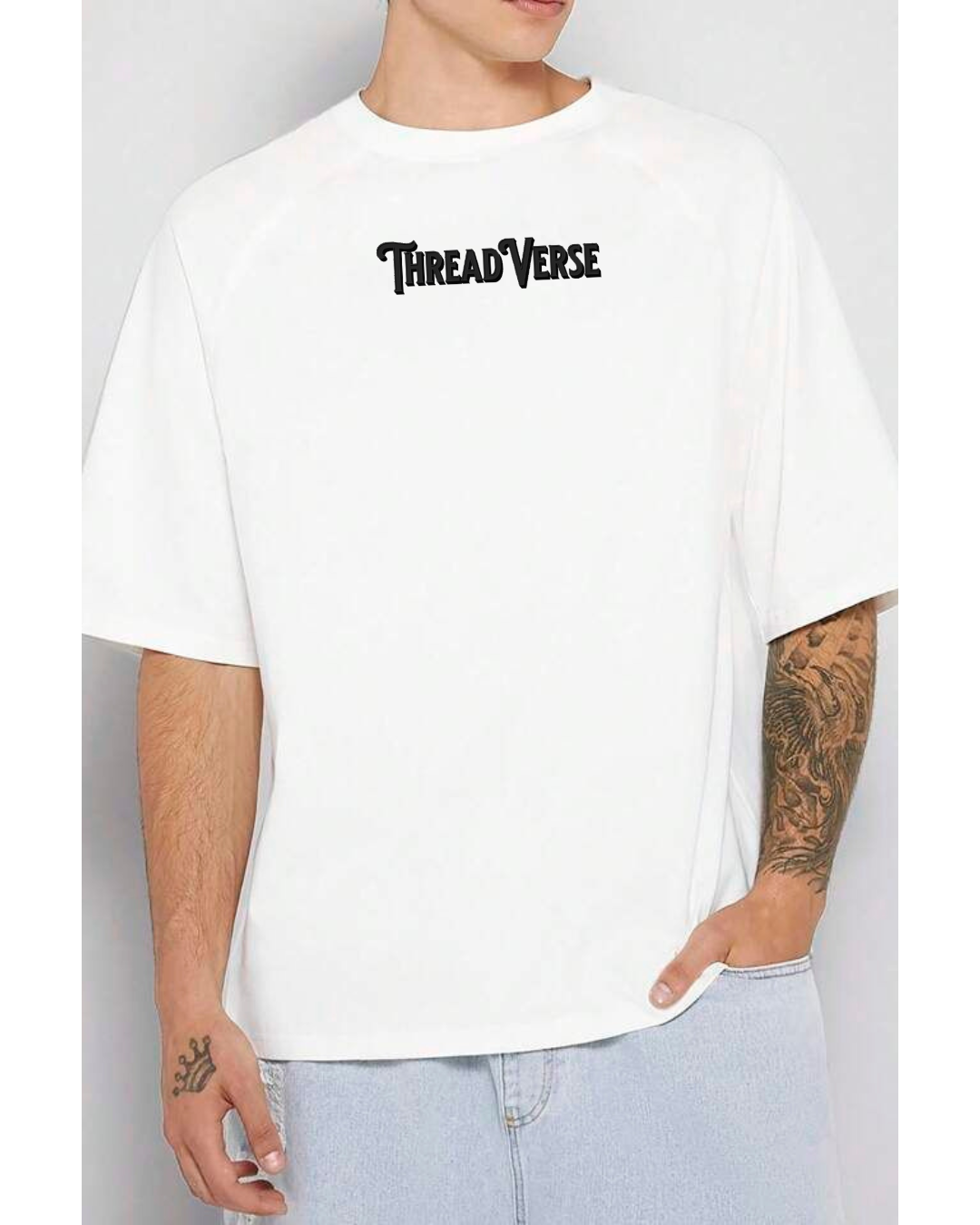 ThreadVerse | Cassette Wolf Oversized T-Shirt | Anime Streetwear | Unisex White Graphic Tee | DTF Printed