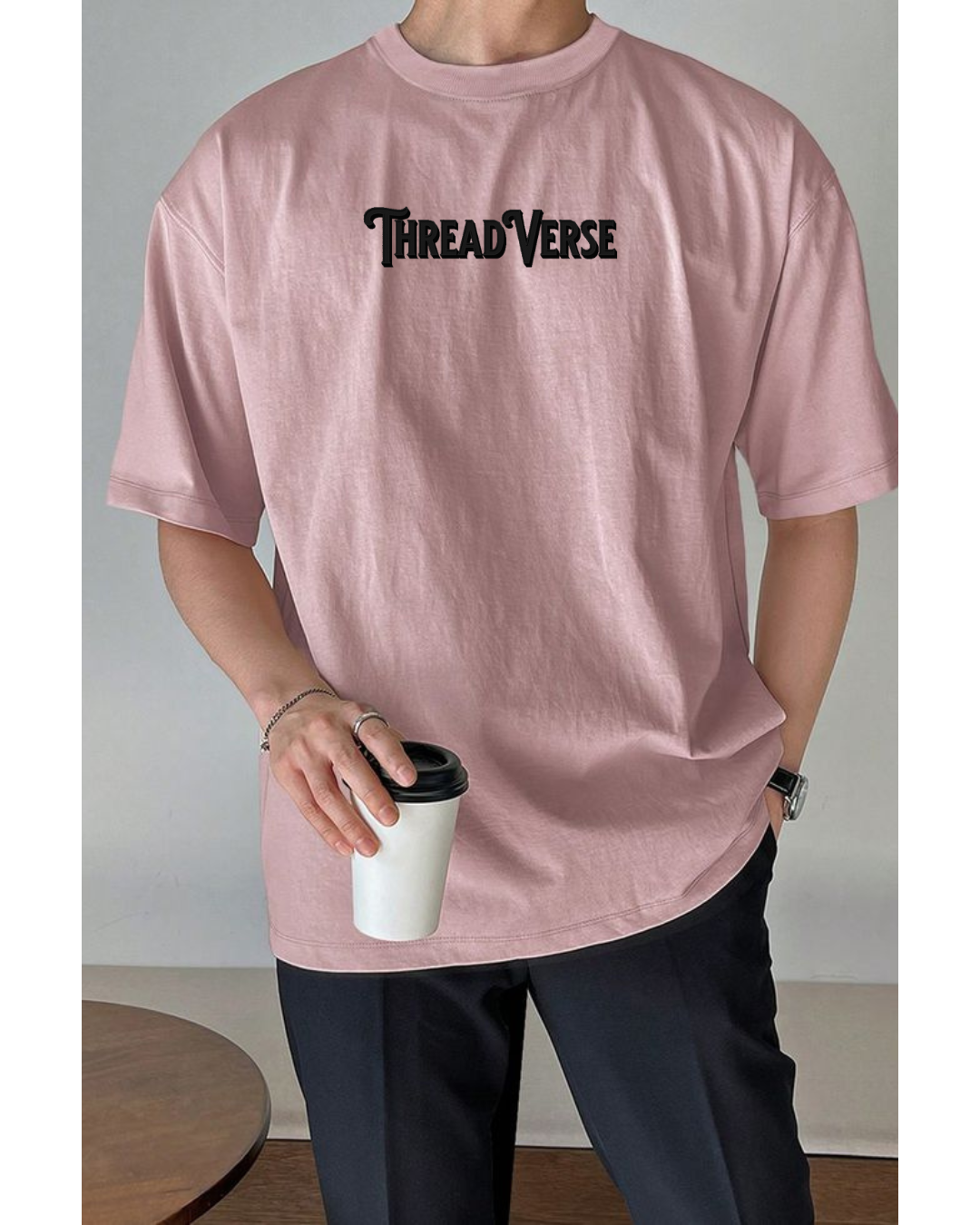 ThreadVerse | Skeleton Girl Oversized T-Shirt | Anime Streetwear | Unisex Pink Graphic Tee | DTF Printed