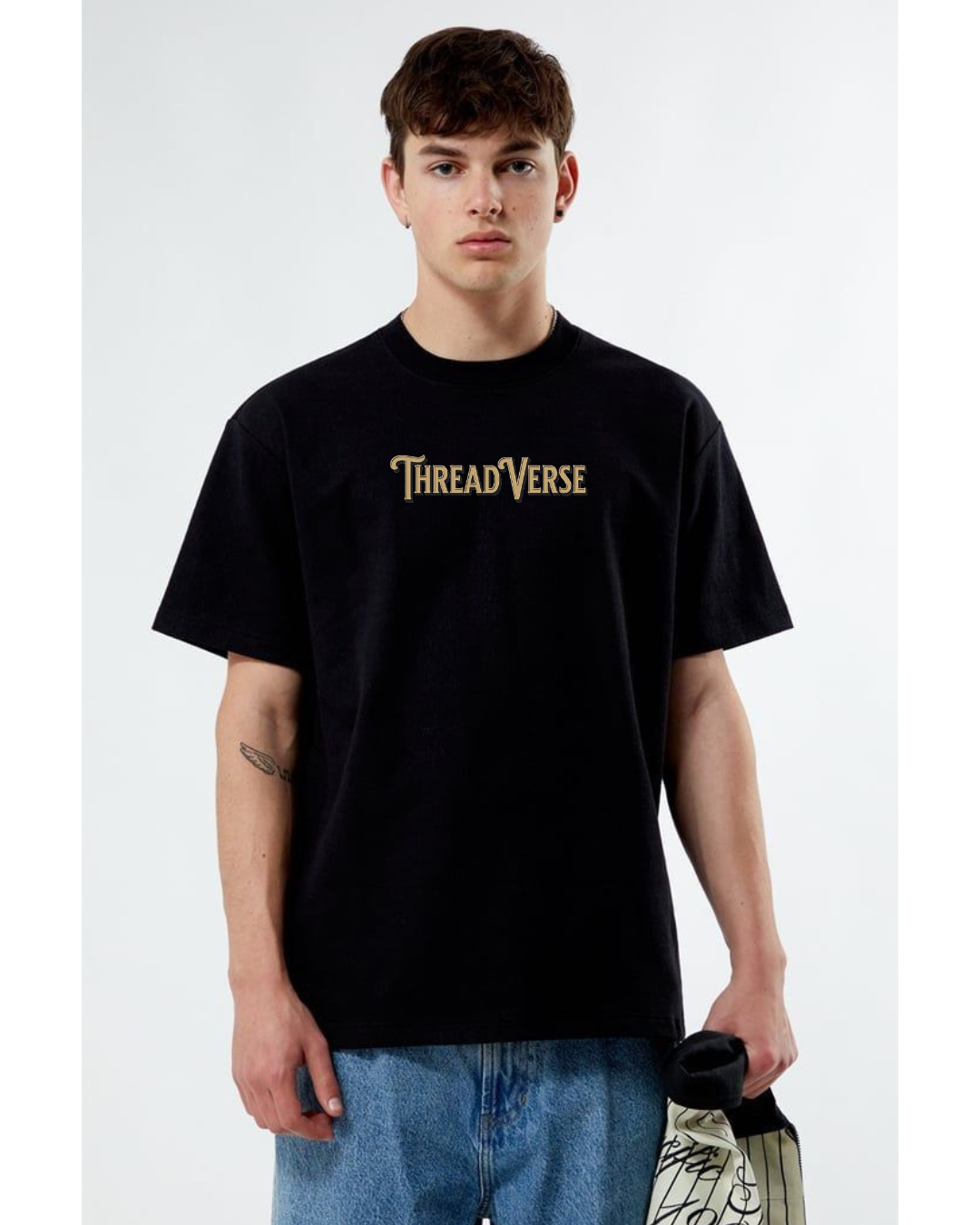 ThreadVerse | Samurai Moth Oversized T-Shirt | Anime Streetwear | Unisex Black Graphic Tee | DTF Printed