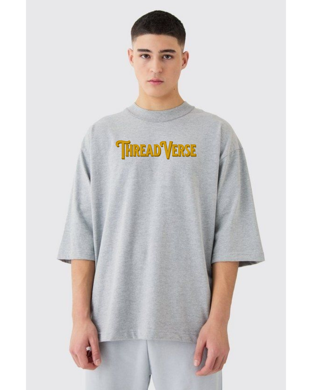ThreadVerse | Monk Frog Oversized T-Shirt | Anime Streetwear | Unisex Grey Graphic Tee | DTF Printed