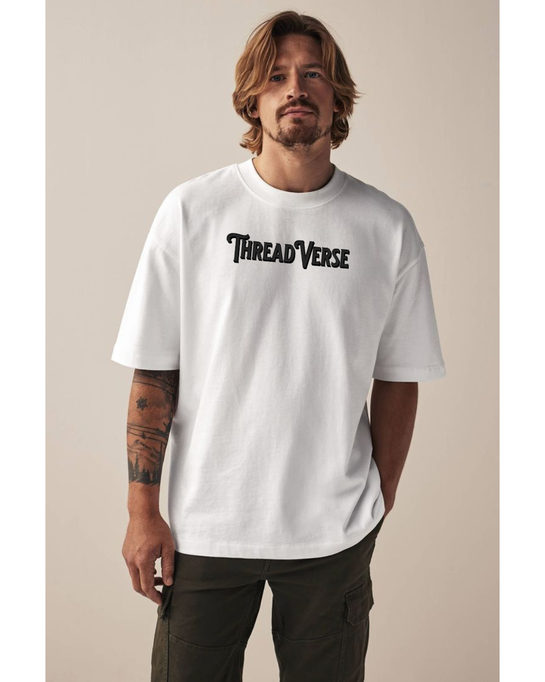 ThreadVerse | Cassette Wolf Oversized T-Shirt | Anime Streetwear | Unisex White Graphic Tee | DTF Printed