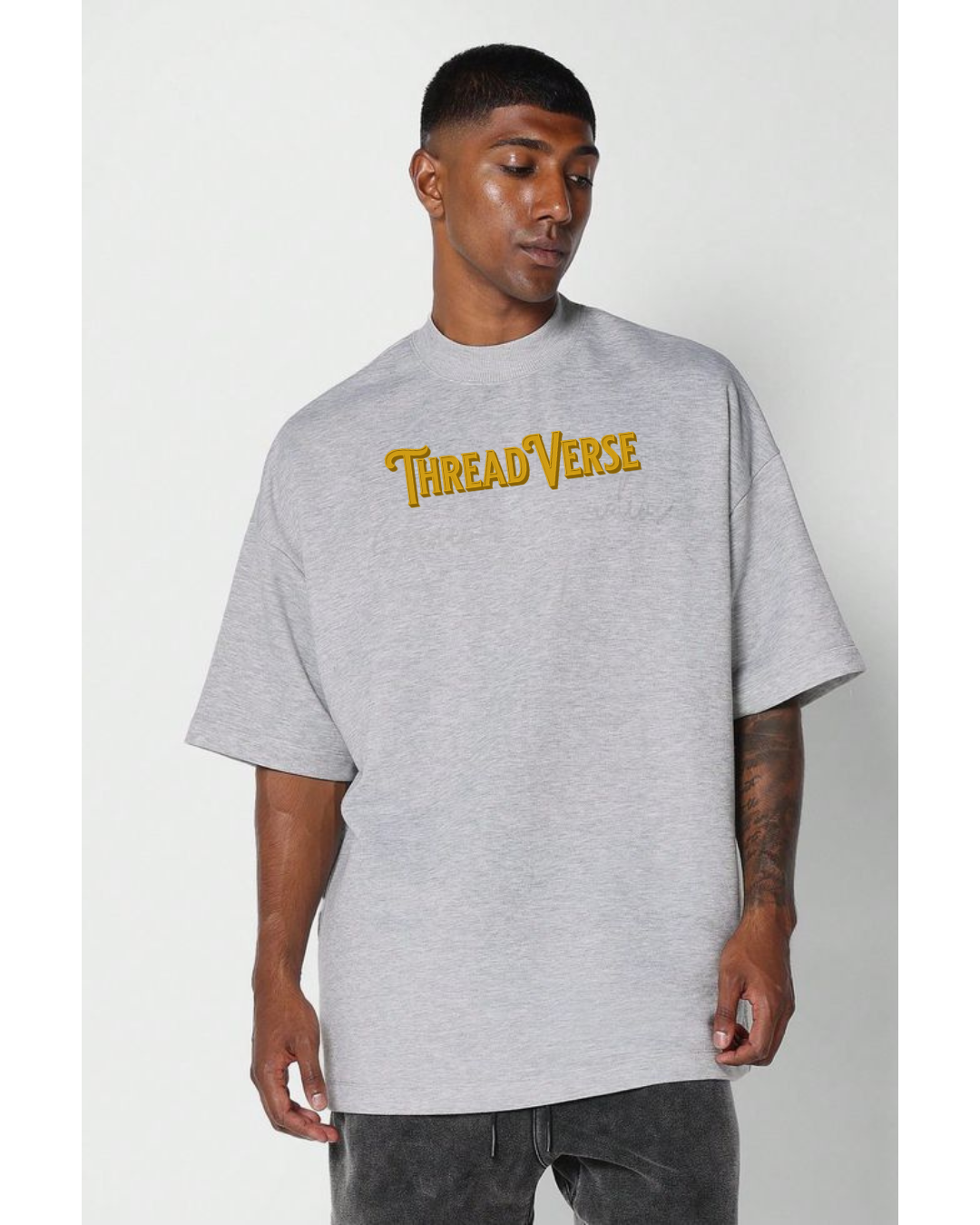 ThreadVerse | Monk Frog Oversized T-Shirt | Anime Streetwear | Unisex Grey Graphic Tee | DTF Printed