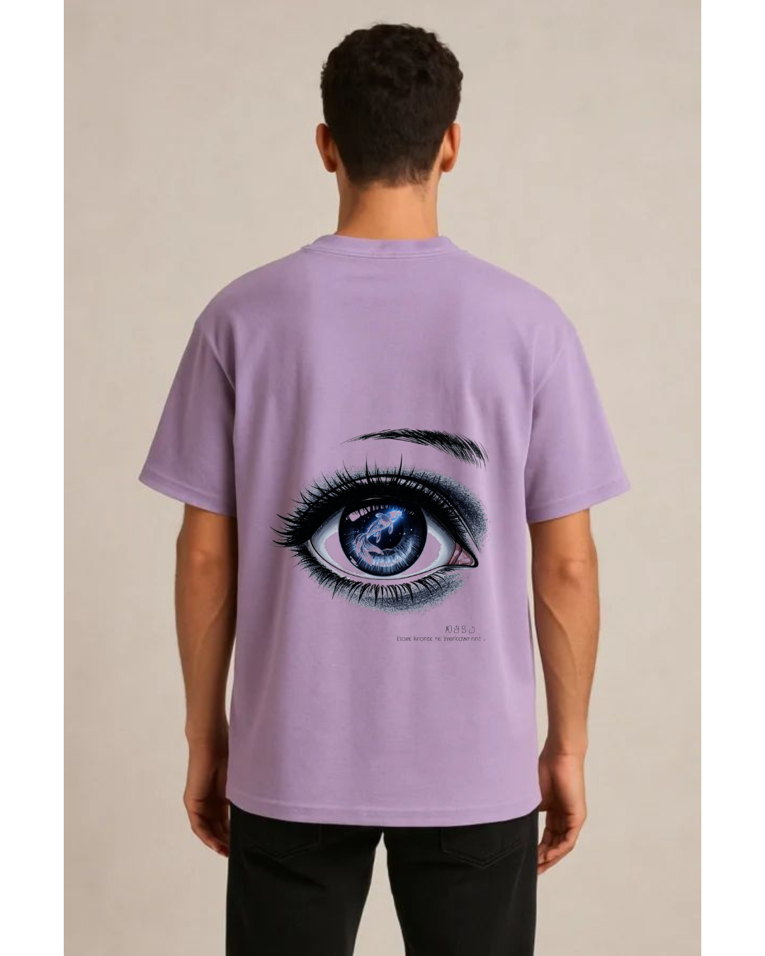 ThreadVerse | Koi Eye Oversized T-Shirt | Anime Streetwear | Unisex Lavender Graphic Tee | DTF Printed