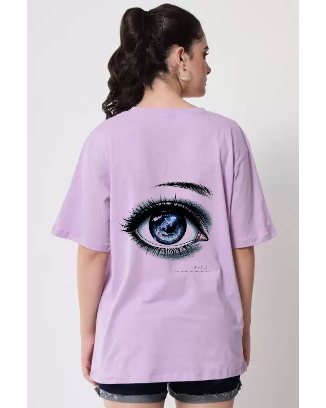 ThreadVerse | Koi Eye Oversized T-Shirt | Anime Streetwear | Unisex Lavender Graphic Tee | DTF Printed