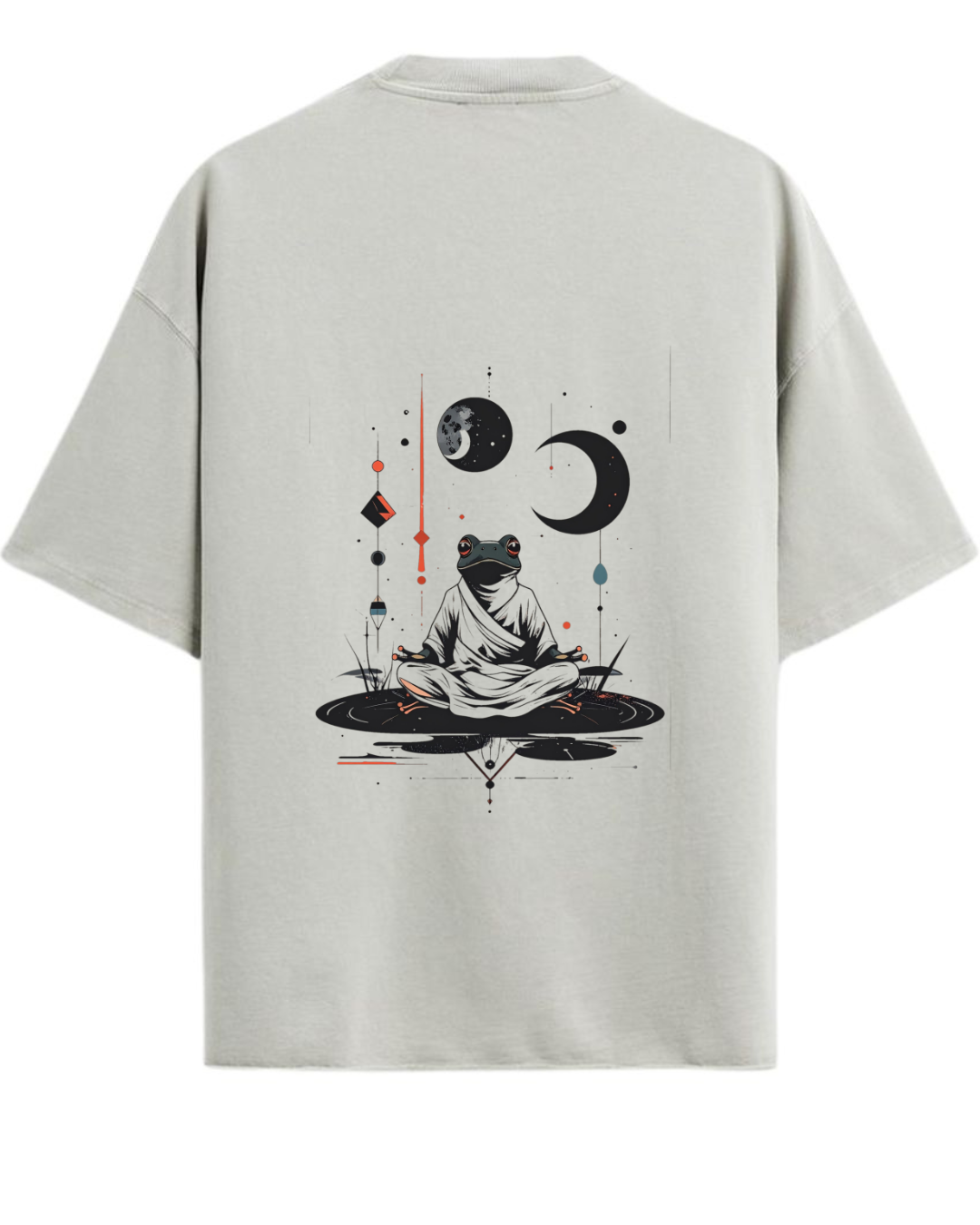 ThreadVerse | Monk Frog Oversized T-Shirt | Anime Streetwear | Unisex Grey Graphic Tee | DTF Printed