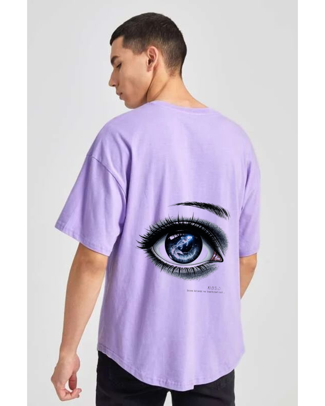 ThreadVerse | Koi Eye Oversized T-Shirt | Anime Streetwear | Unisex Lavender Graphic Tee | DTF Printed