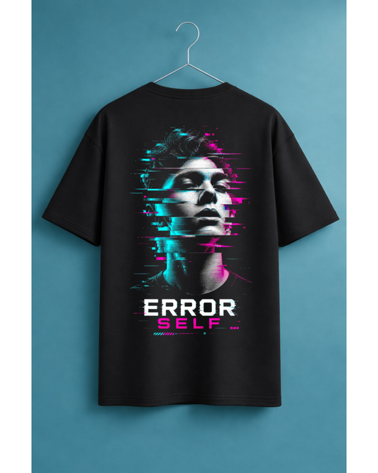 Error Self Oversized Graphic T-Shirt – Cyberpunk Glitch Aesthetic Streetwear Tee