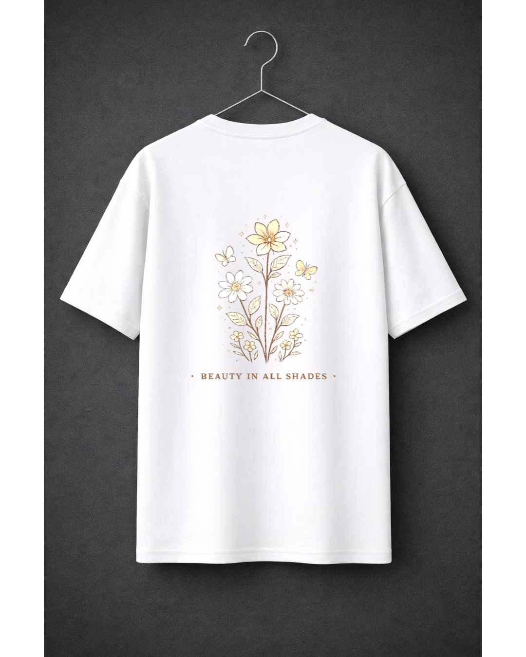 Beauty In All Shades Oversized T-Shirt – Minimal Floral Aesthetic Graphic Tee