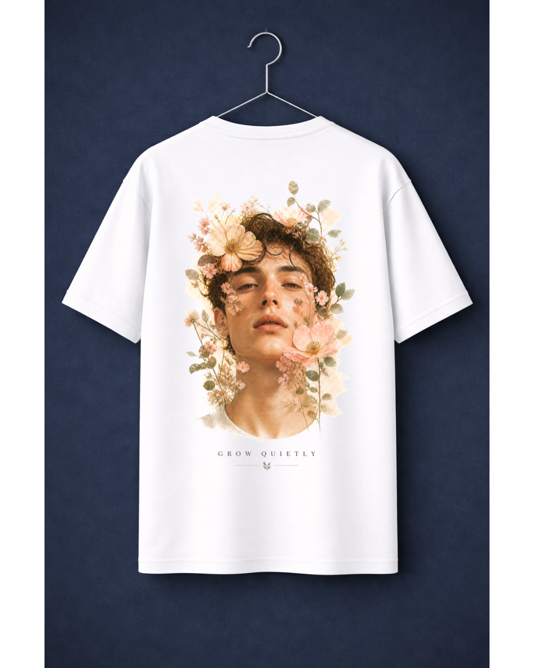 Grow Quietly Oversized Graphic T-Shirt – Floral Aesthetic Minimal Streetwear Tee