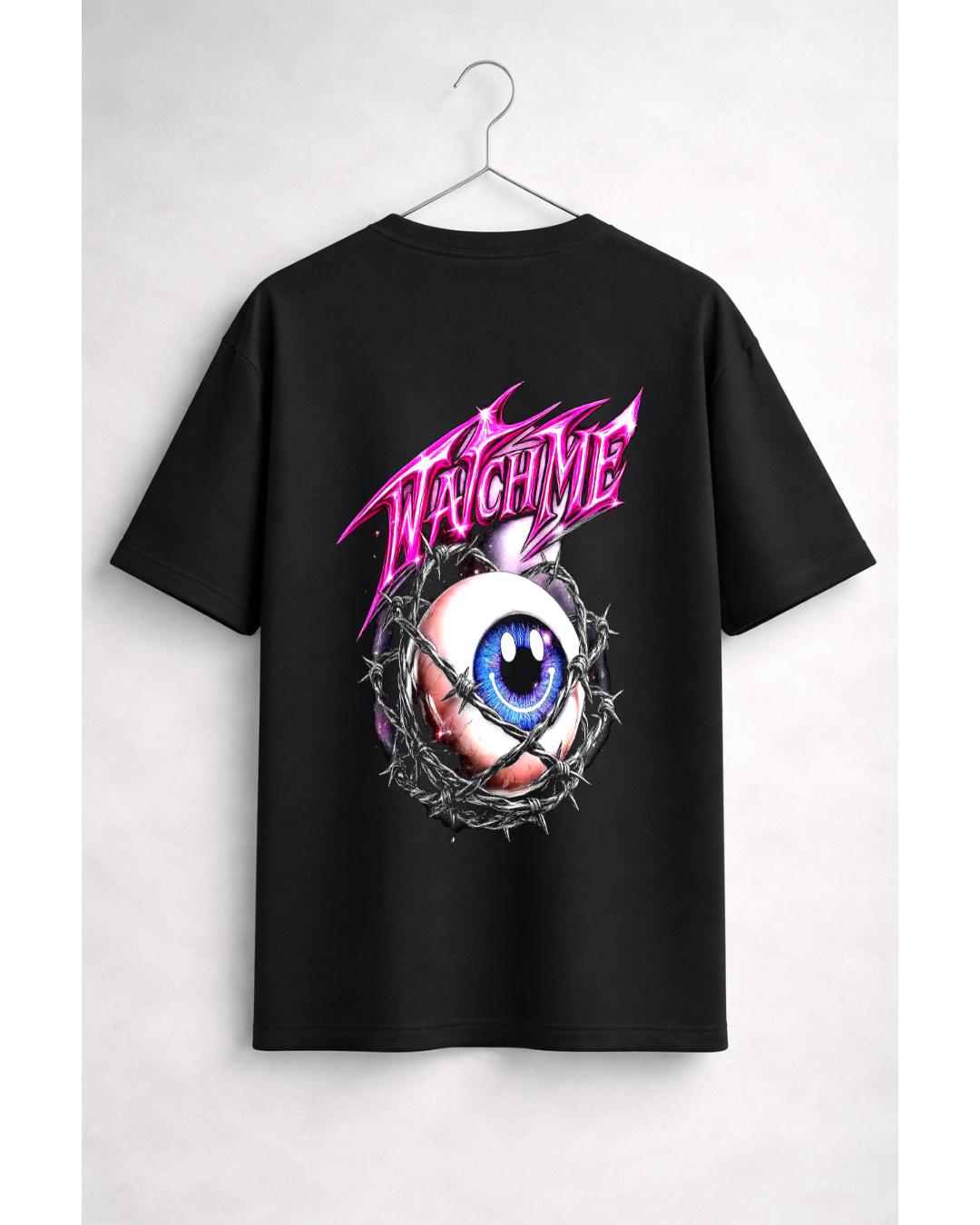Watch Me Eye Graphic T-Shirt for Men | Streetwear Back Print Tee | Aesthetic Oversized Style