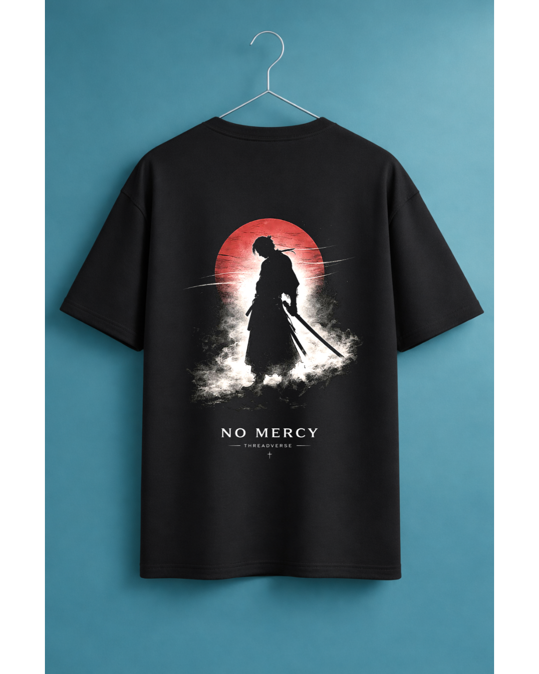 No Mercy Samurai Oversized Graphic T-Shirt – Japanese Streetwear Tee