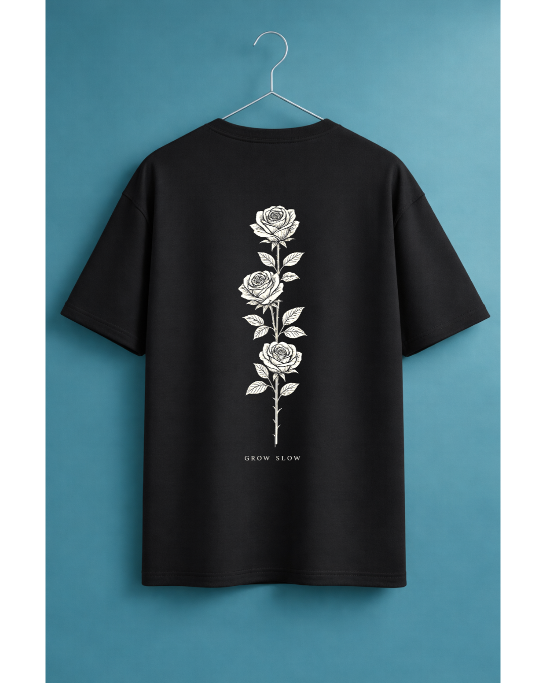 Grow Slow Rose Oversized Graphic T-Shirt – Minimal Aesthetic Streetwear Tee