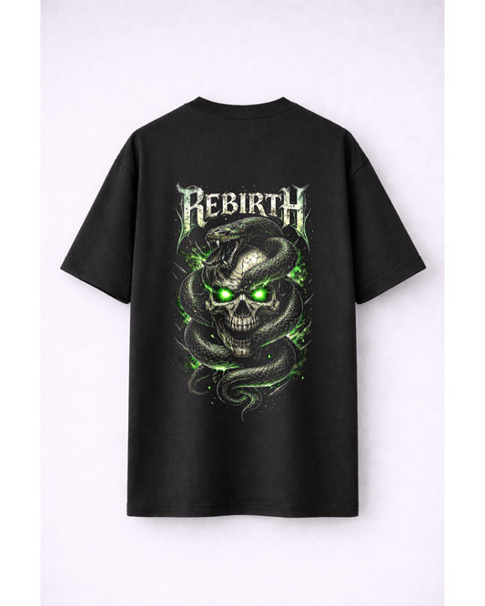 Rebirth Snake Skull Oversized T-Shirt – Dark Gothic Streetwear