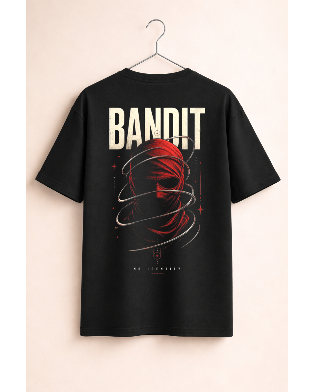 Bandit No Identity Oversized Graphic T-Shirt – Dark Streetwear Mask Tee