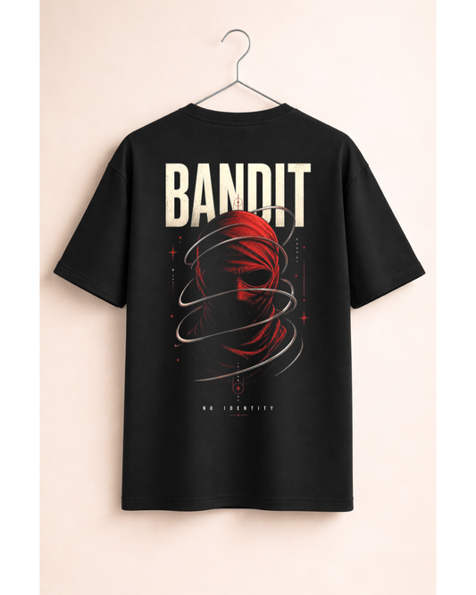 Bandit No Identity Oversized Graphic T-Shirt – Dark Streetwear Mask Tee