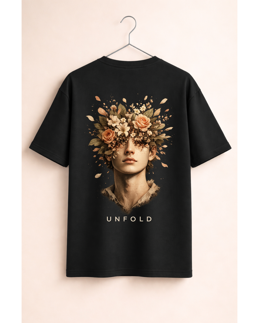 Unfold Oversized Graphic T-Shirt – Floral Portrait Aesthetic Streetwear Tee