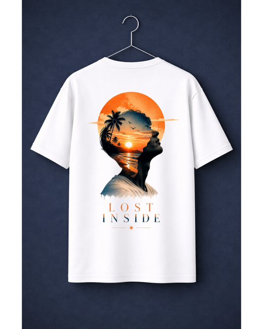 Lost Inside Oversized Graphic T-Shirt – Sunset Silhouette Aesthetic Streetwear Tee