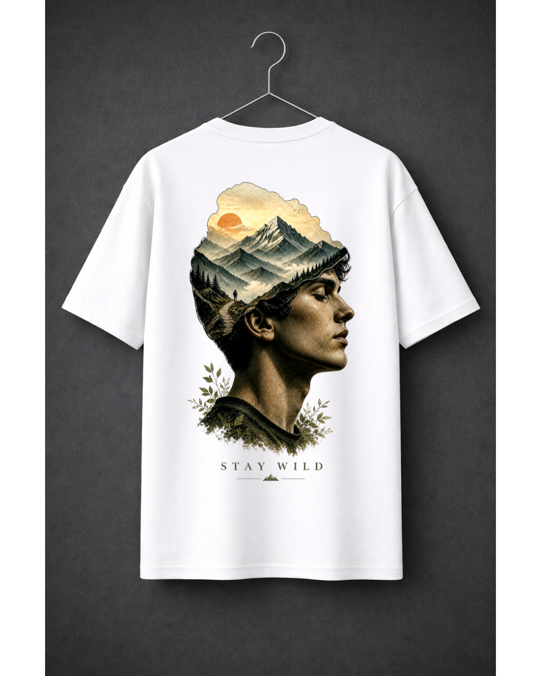 Stay Wild Oversized Graphic T-Shirt – Mountain Landscape Portrait Streetwear Tee