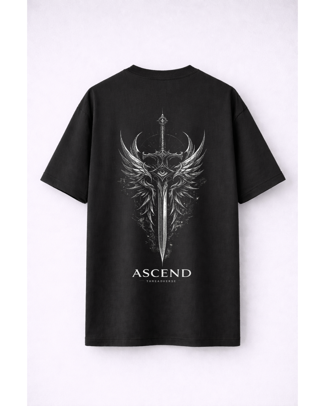 Ascend Angel Sword Oversized Graphic T-Shirt – Dark Fantasy Streetwear Tee