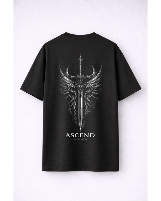 Ascend Angel Sword Oversized Graphic T-Shirt – Dark Fantasy Streetwear Tee