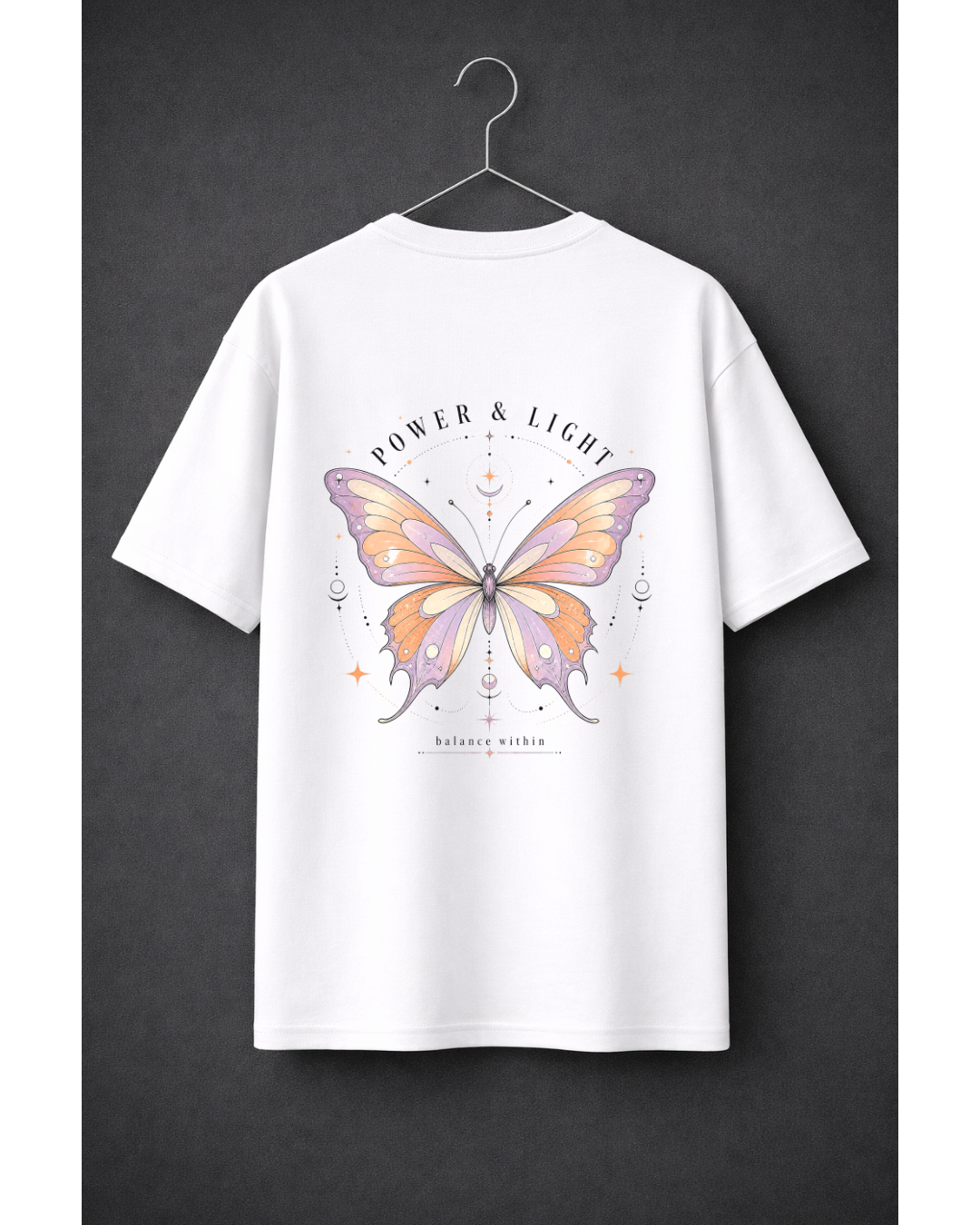 Power & Light Oversized Graphic T-Shirt – Butterfly Aesthetic Spiritual Streetwear Tee