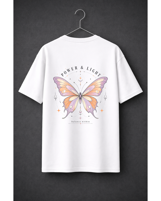 Power & Light Oversized Graphic T-Shirt – Butterfly Aesthetic Spiritual Streetwear Tee