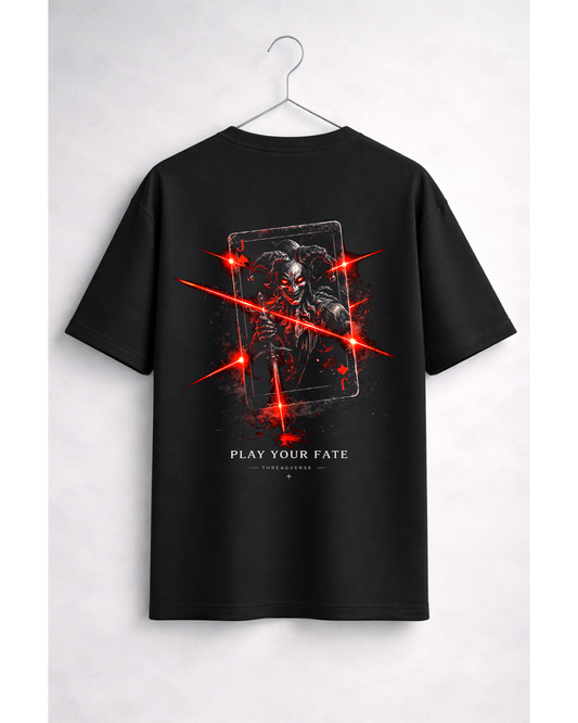 Play Your Fate Oversized Graphic T-Shirt – Dark Streetwear Joker Tee