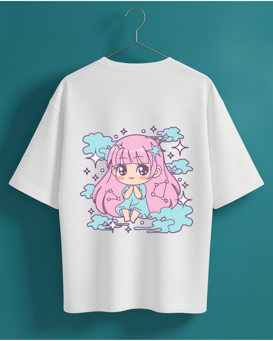 Nakshatra Dreamer Oversized T-Shirt | Kawaii Anime Zodiac Tee