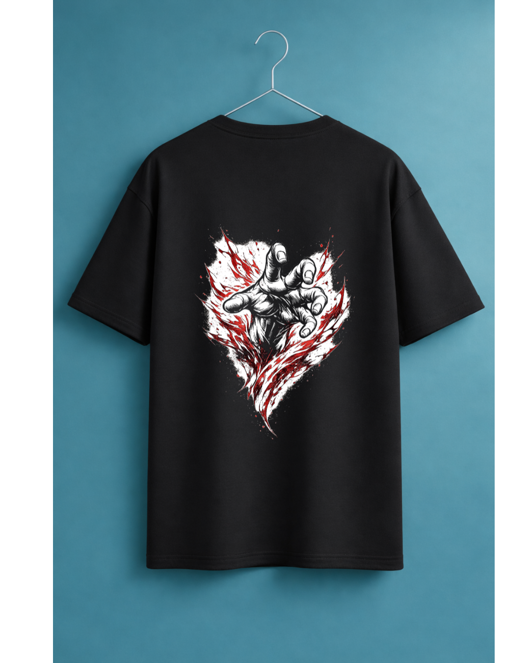 Energy Hand Burst Black Graphic T-Shirt | ThreadVerse