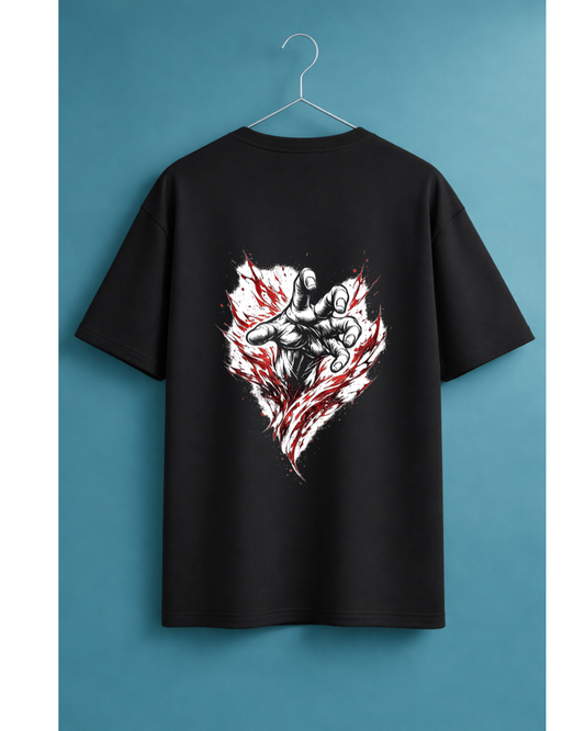 Energy Hand Burst Black Graphic T-Shirt | ThreadVerse