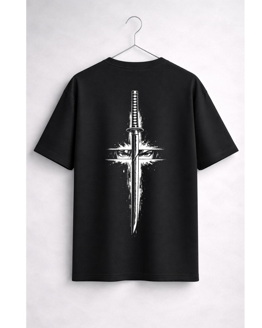 Samurai Katana Anime Oversized Black Graphic T-Shirt | DTF Print | Unisex