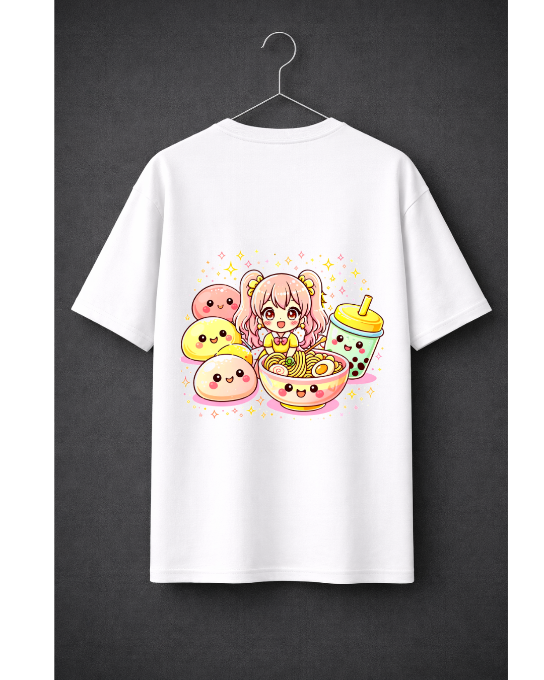 Kawaii Food Anime T-Shirt Cute Ramen & Boba Graphic Tee