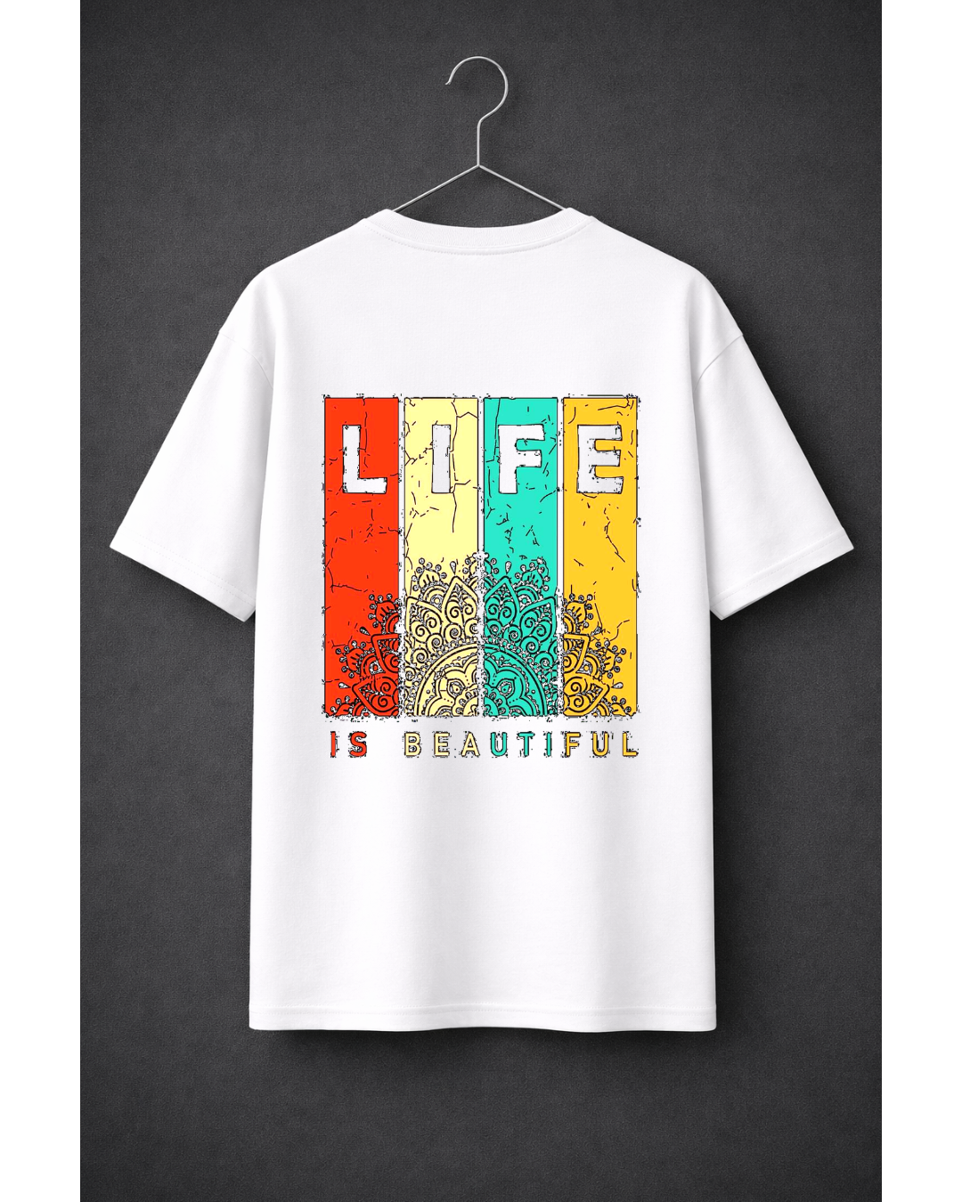 Threadverse “Life Is Beautiful” Oversized T-Shirt – Aesthetic Back Print