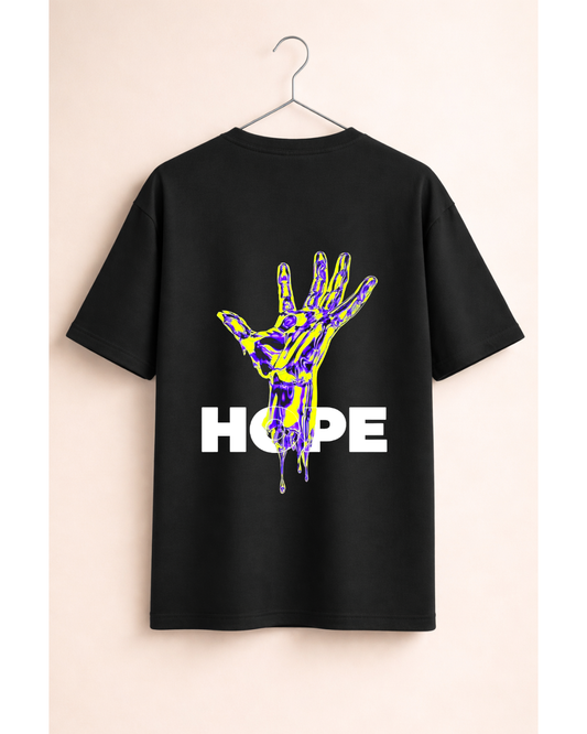 Threadverse Hope Neon Hand Oversized T-Shirt – Streetwear Back Print