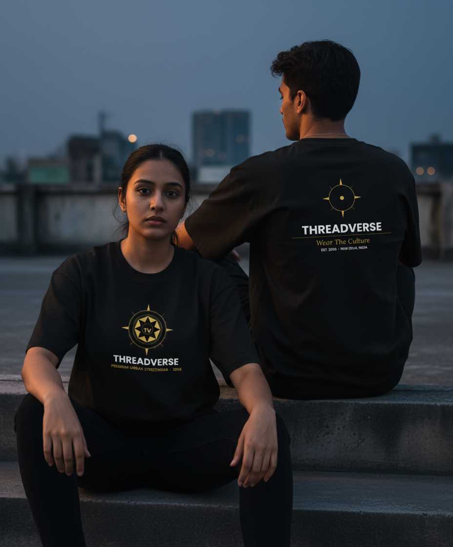 ThreadVerse Compass Tee | Big Graphic Premium Streetwear India