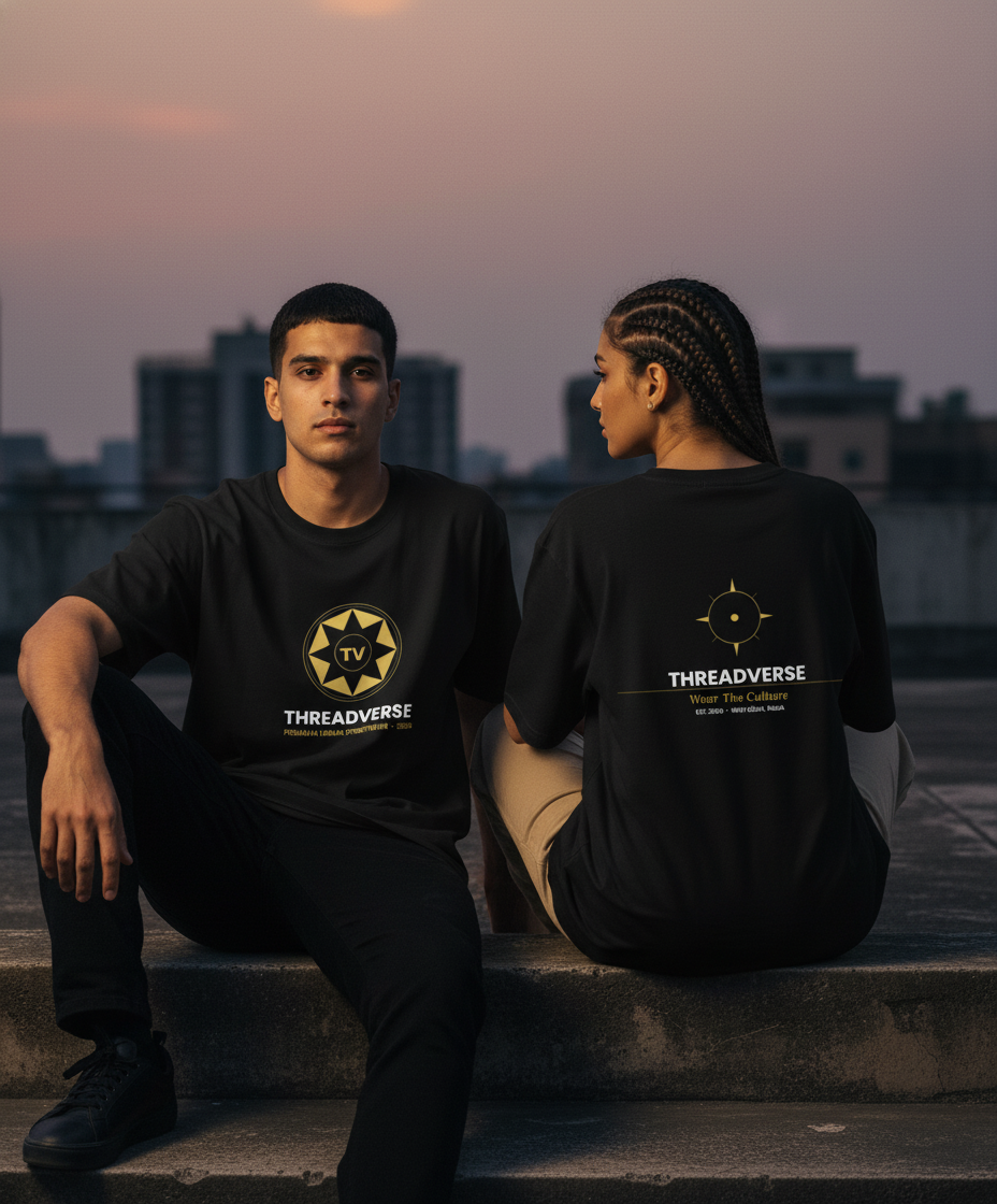 ThreadVerse Compass Tee | Big Graphic Premium Streetwear India