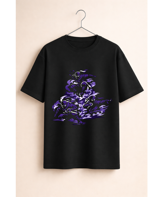 Ninja Shadow Anime T-Shirt Purple Smoke Streetwear